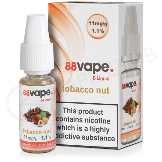 88 Vape Original 11mg E-Liquide Tabac Noix 10ml Forte concentration