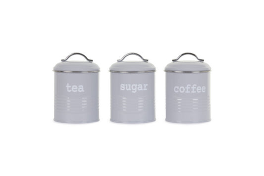 Apollo Boîtes de conservation rondes hermétiques (lot de 3) pour thé, café, sucre, gris