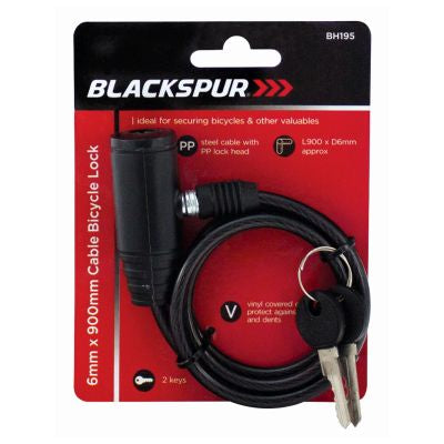 BLACKSPUR 6MM X 900MM CABLE BICYCLE LOCK