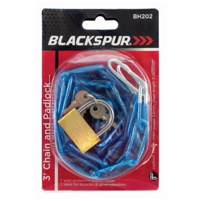 BLACKSPUR 3' X 3.6MM CHAIN AND PADLOCK