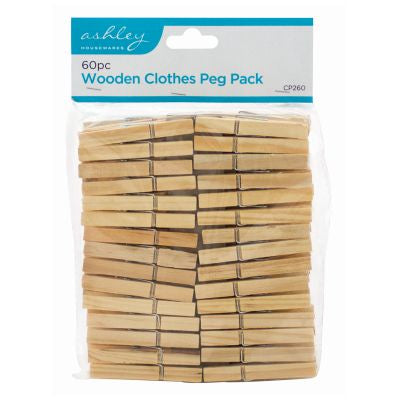 BLACKSPUR 60PC WOODEN CLOTHES PEG PACK