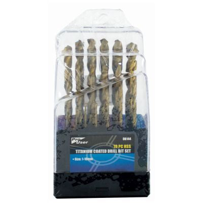 BLACKSPUR 19PC HSS TITANIUM COATED DRILL BIT SET