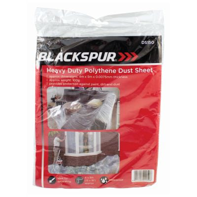 BLACKSPUR 4M X 5M X 0.0075MM POLYTHENE DUST SHEET