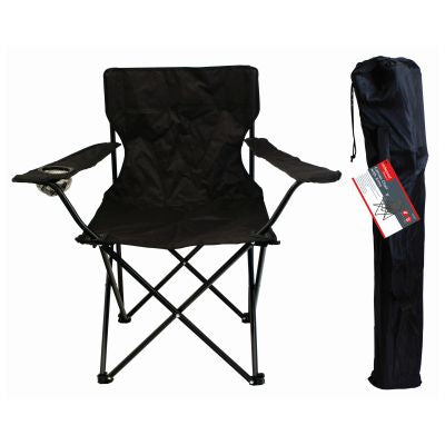 CHAISE DE CAMPING BLACKSPUR EN TOILE AVEC ACCOUDOIRS - NOIR
