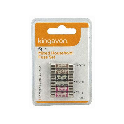 BLACKSPUR MIXED HOUSEHOLD FUSES 6PCE 2 x 3 Amp 2 x 5 Amp 2 x 13 Amp CE Approved