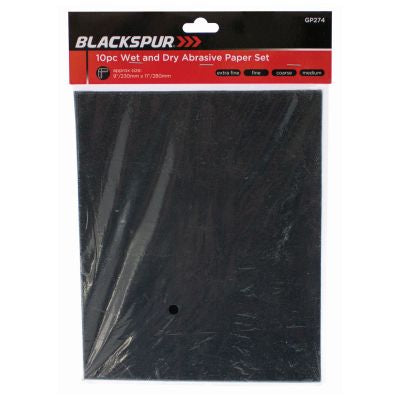 BLACKSPUR WET & DRY SANDPAPER 10PCE