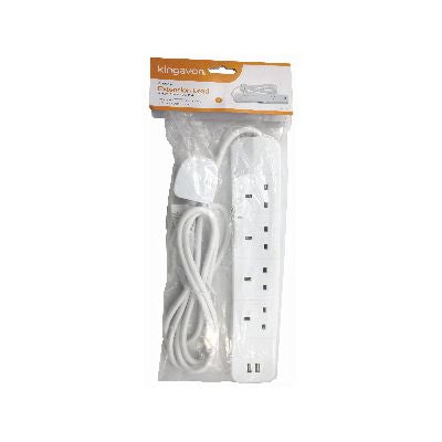RALLONGE NOIRE 4 VOIES AVEC CÂBLE DE 2 M ET 2 PORTS USB