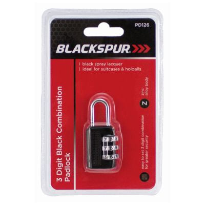 Cadenas à combinaison 3 chiffres noir BLACKSPUR