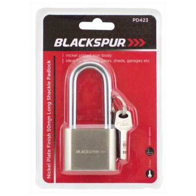 Cadenas BLACKSPUR avec anse longue de 50 mm, finition nickelée