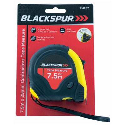MÈTRE RUBAN DE CHANTIER DOUBLE LAME BLACKSPUR 7,5M X 25mm