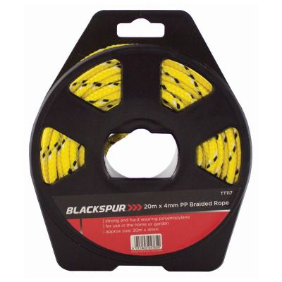 BLACKSPUR 20M x 4MM PP BRAIDED ROPE/REEL