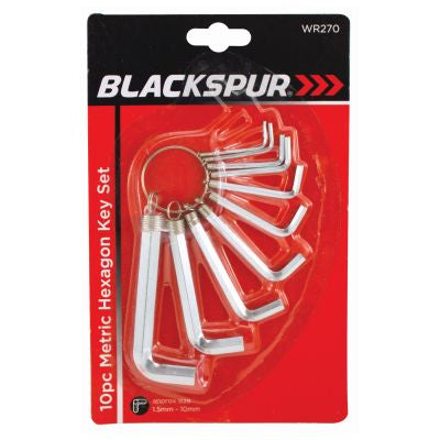 Jeu de 10 clés hexagonales métriques BLACKSPUR 1,5-10MM