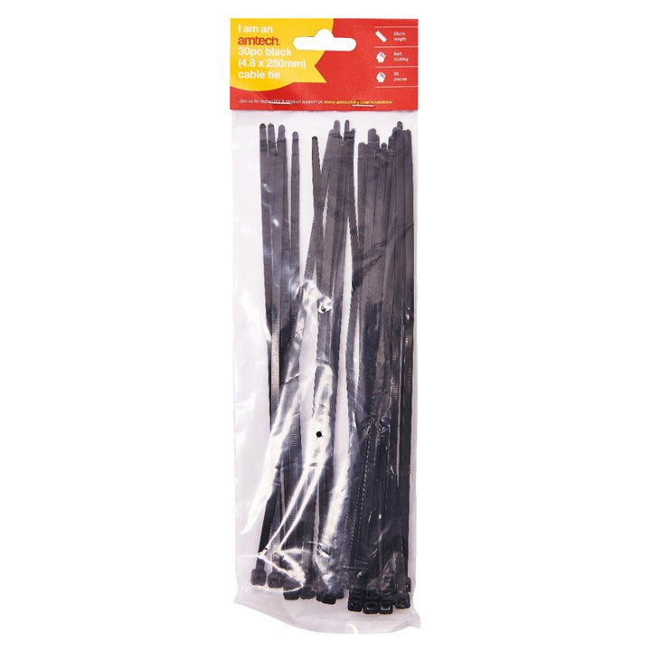 AMTECH CABLE TIE BLACK 30PCE