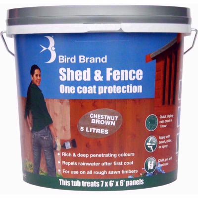 BIRDBRAND SHED/FENCE 1 COAT CHESNUT BROWN 5LT