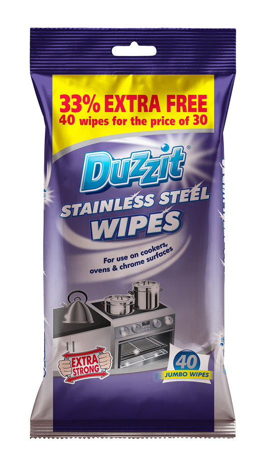 Lingettes Duzzit pour Acier Inoxydable (Paquet de 40)