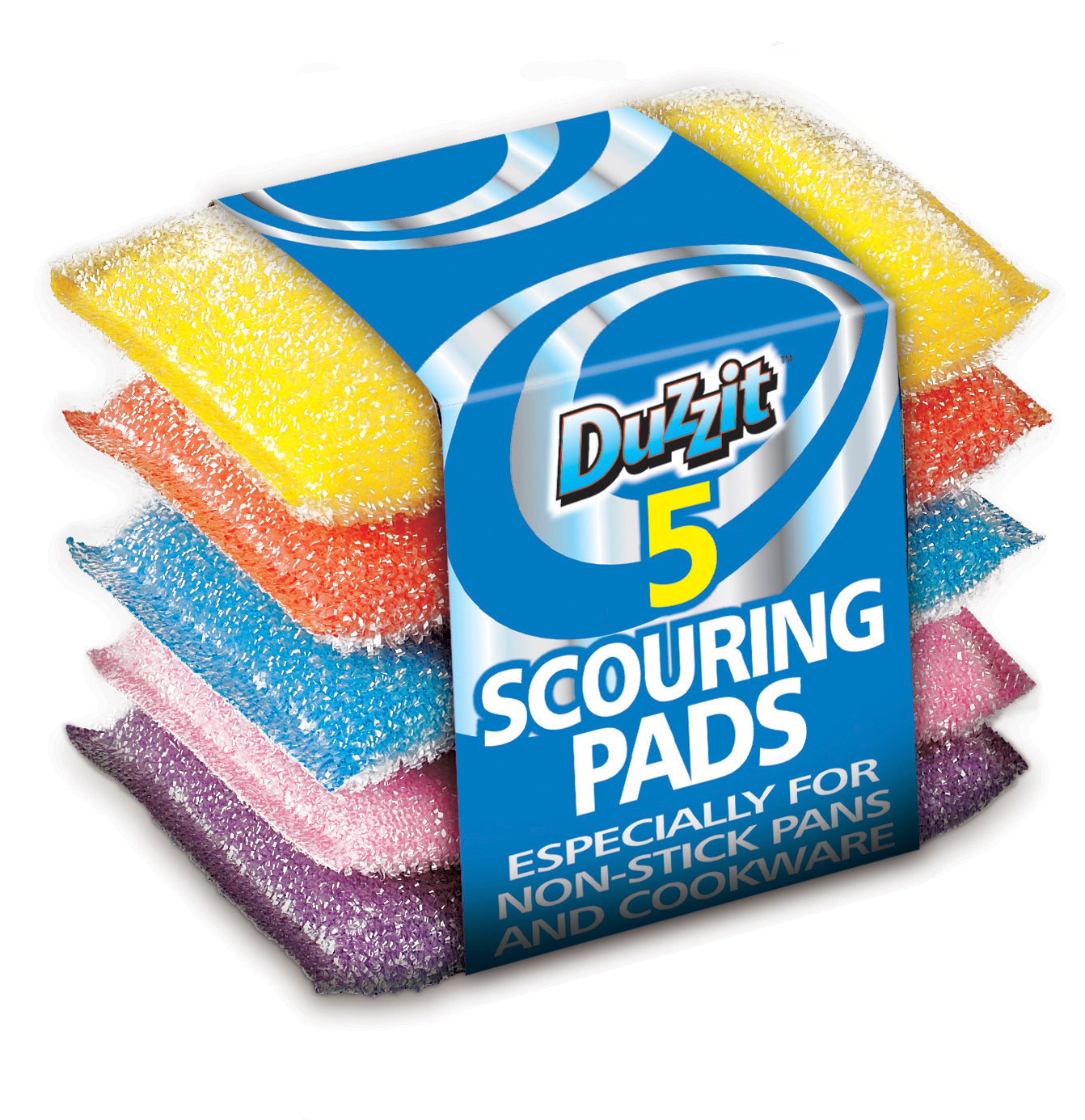 Duzzit Lot de 5 tampons à récurer couleurs assorties