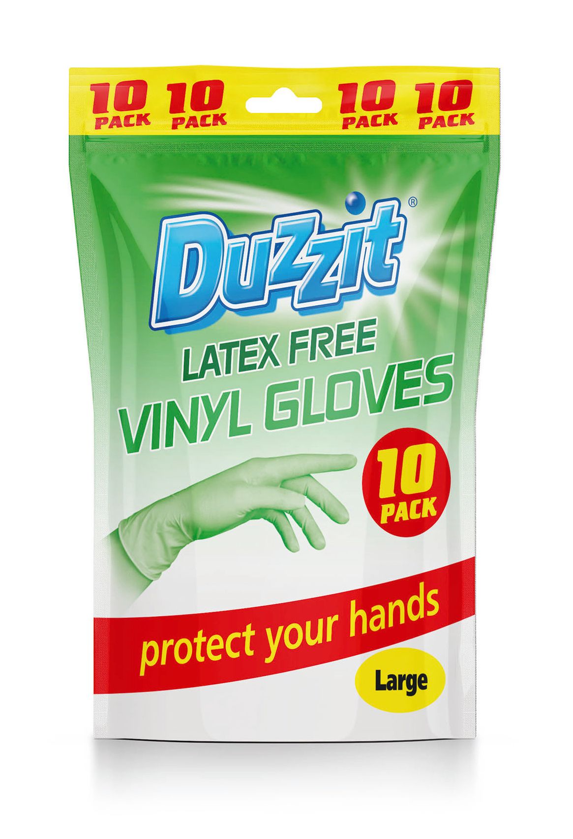 Gants en vinyle Duzzit, taille L, paquet de 10