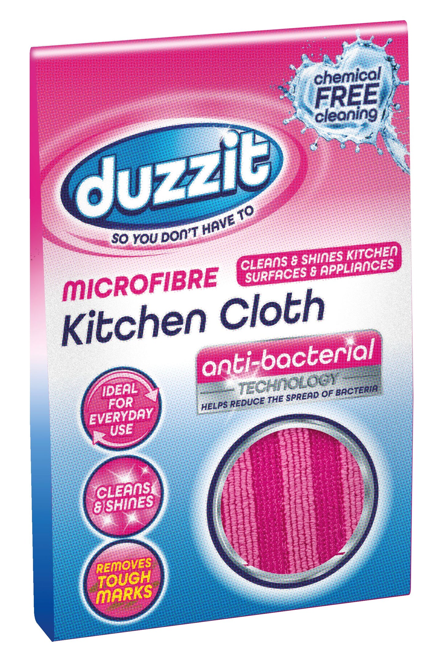 Chiffon de cuisine gaufré en microfibre Duzzit rose