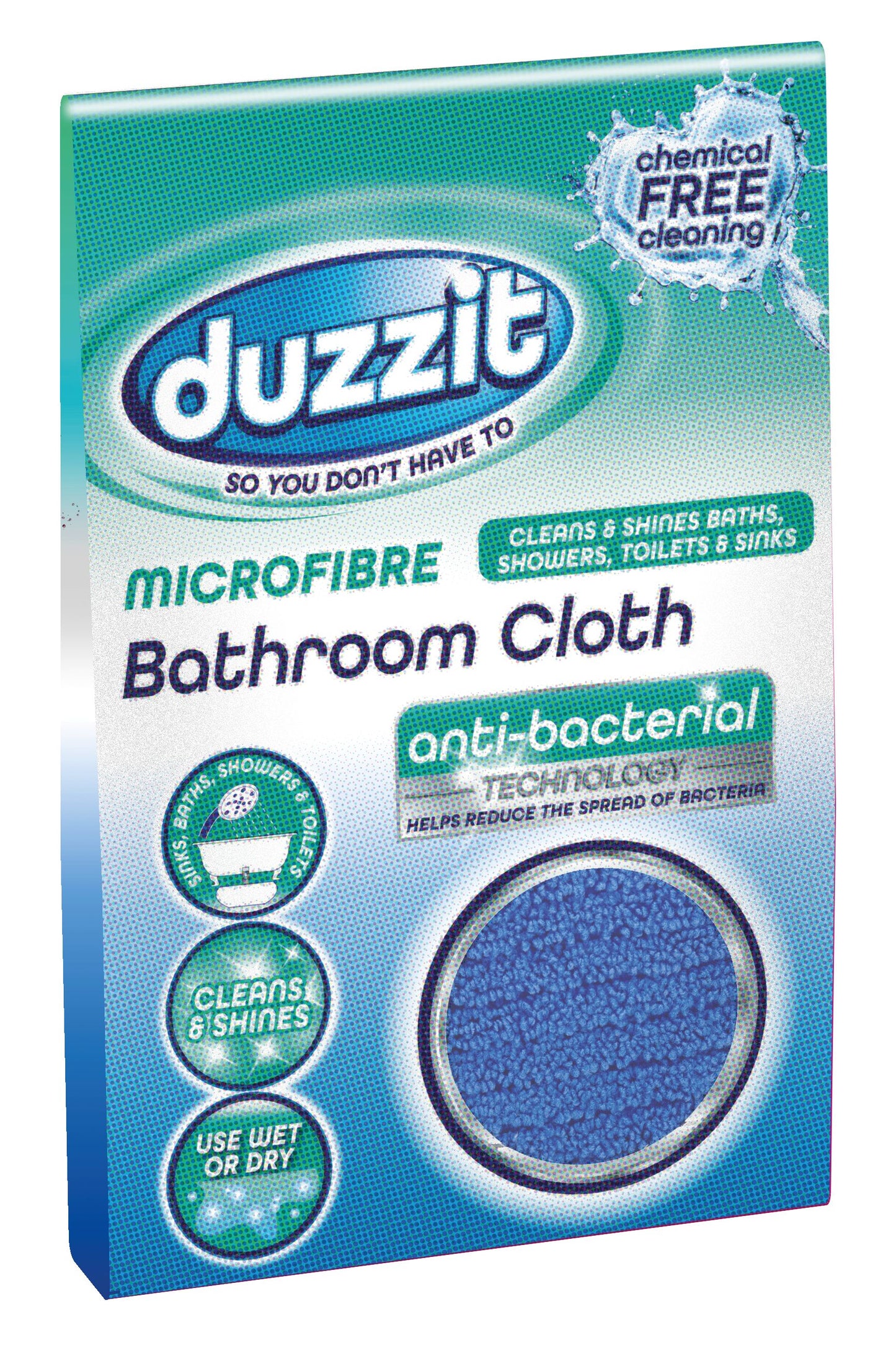 Chiffon microfibre bleu Duzzit pour salle de bain