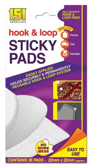 151 Tampons adhésifs auto-agrippants, 22mm x 22mm - Lot de 36