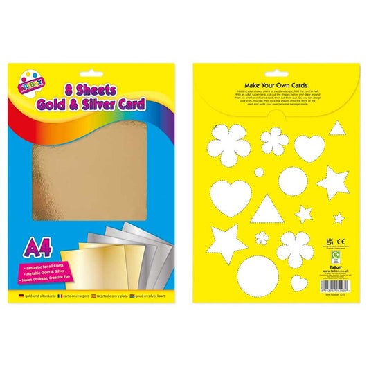 8 Sheets A4 Gold & Silver Card