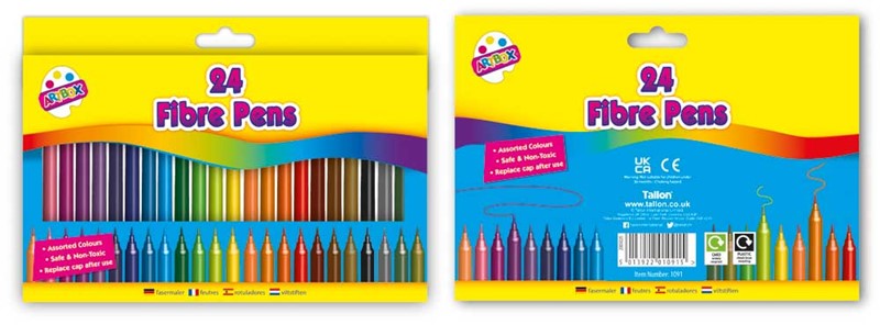 24 fine tip Fibre Colouring Pens in Wallet