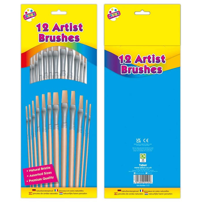 12 Artist Natural Bristle Brushes