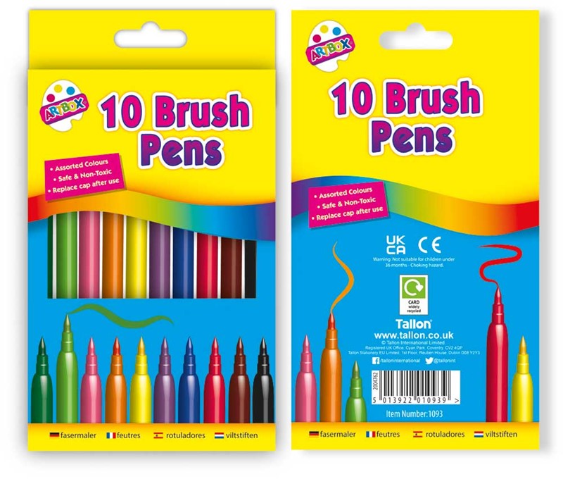 10 Quality Brush Fibre Pens in Wallet