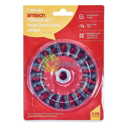 Amtech Brosse métallique tressée 100 mm (4")