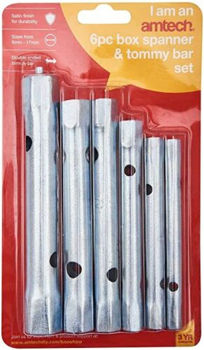 Amtech 6 Piece tubular box spanner set with Tommy bar