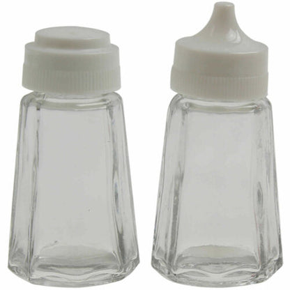Apollo Glass Salt and Pepper Set With Plastic Lid and White 7cm